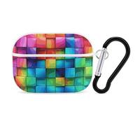 Rainbow Color Plaid-png Coque pour AirPods Pro avec anneau porte-clés Coque rigide en polycarbonate pour AirPods Pro 2ème génération pour homme et femme - Ouverture facile - Protection complète contre