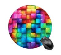 Rainbow Color Plaid-png Tapis de souris rond à glissement lisse Tapis de souris de jeu Extra Densité Portable Confortable Tapis de souris pour bureau, maison, bureau, 20 x 20 cm