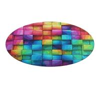 Rainbow Color Plaid-png Tapis rond doux et absorbant Tapis de bain d'entrée antidérapant Rustique Tapis de porte avant arrière 60 x 60 cm pour chambre à coucher, salon, décoration d'intérieur