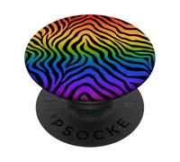 Rainbow Colored Zebra Stripes Animal Print PopSockets PopGrip Adhésif