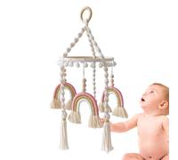 Rainbow Crib Mobile - Colorful Boho Nursery Mobile, Handmade Macrame Crib Decor | Pendente arc-en- douce pour bébé chambre, décoration de berceau bébé neutre, montesori Rainbow Mobile for Kids Nu