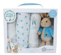 Rainbow Design - Coffret cadeau doudou et mousseline Pierre Lapin Original G