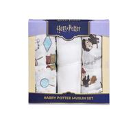 Rainbow Designs Harry Potter Lot de 3 Chiffons en Mousseline de Coton Respirant pour Nouveau-nés avec Personnages du Monde des sorciers - Boîte à Souvenirs avec Motifs Harry, Hermione, Ron et Hedwig