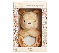 Hochet en bois/pluche Winnie l'ourson arc-en-ciel