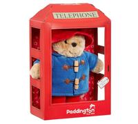 Rainbow Designs Ours Paddington en peluche dans une boîte téléphonique britannique - Peluche avec chapeau rouge, manteau de sport bleu et bottes en caoutchouc - Animal en peluche à collectionner dans