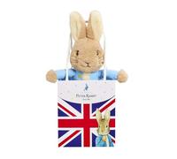 Rainbow Designs Peluche Peter Rabbit dans un sac Union Jack - Charmant ours en peluche avec veste bleue - Délicieux compagnon en peluche pour l'histoire et les aventures dans le jardin