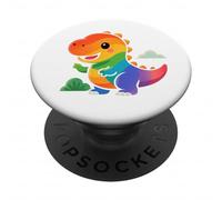 Rainbow Dino Adventure. Adorable Dinosaure Kawaii PopSockets PopGrip Adhésif