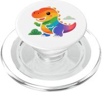 Rainbow Dino Adventure. Adorable Dinosaure Kawaii PopSockets PopGrip pour MagSafe