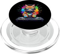Rainbow DJ Chat avec lunettes de soleil Casque EDM Musique Drôle PopSockets PopGrip pour MagSafe