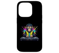 Rainbow Dj Monkey Music Funny Monkey Casque audio Coque pour iPhone 14 Pro
