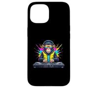 Rainbow Dj Monkey Music Funny Monkey Casque audio Coque pour iPhone 15