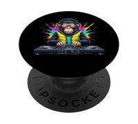 Rainbow Dj Monkey Music Funny Monkey Casque audio PopSockets PopGrip Adhésif