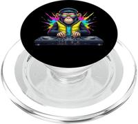 Rainbow Dj Monkey Music Funny Monkey Casque audio PopSockets PopGrip pour MagSafe