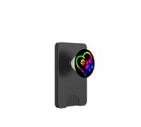 Rainbow Dog Paw Print Rescue Lover Gift Heart Black PopSockets PopWallet pour MagSafe