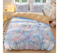 Rainbow Fairy Princess Dream Parure de lit en microfibre ultra douce pour décoration de chambre de filles (style 2, double 200 x 200 cm + 50 x 75 cm x 2)