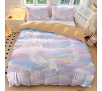 Rainbow Fairy Princess Dream Parure de lit en microfibre ultra douce pour décoration de chambre de fille (style 5, king size 240 x 220 cm + 50 x 75 cm x 2)