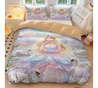 Rainbow Fairy Princess Dream Parure de lit en microfibre ultra douce pour décoration de chambre de fille Motif licorne magique 135 x 200 cm + 2 taies d'oreiller 65 x 65 cm