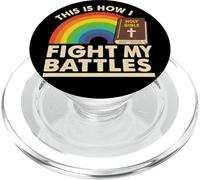 Rainbow Fight My Battles Bible Christian PopSockets PopGrip pour MagSafe