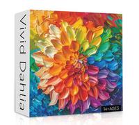 Rainbow Flower 1000 Pieces Puzzle for Adults, Colorful Dahlia Flower Plant Jigsaw Puzzles, Challenging Floral Art Nature Puzzle as Floral Decor