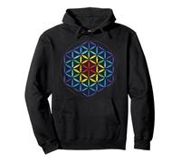 Rainbow Flower of Life Metatron's Cube Sacred Geometry Chemise Sweat à Capuche