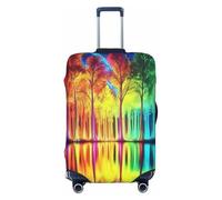 Rainbow Forest Reflection Housse de protection élastique pour valise de voyage Motif rayures, Noir , M