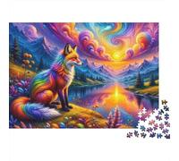 Rainbow Fox Fantasy Landscape Puzzles 1000 Pièces Cadeau Unique Jeu Éducatif Challenge Toy À De Qualité Supérieure Peinture Art pour Adultes Enfants 70x50cm/1000pcs