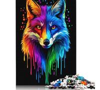 Rainbow Fox Pop Art Fox Core Puzzles 1000 Pieces Cadeau Unique Jeu Éducatif Challenge Toy À De Qualité Supérieure Peinture Art pour Adultes Enfants 1000pcs (38x26cm)