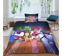 Rainbow Friends Housses De Couettes 3D Imprimé Game pour Adultes Et Enfants Housse De Couette E avec Fermeture À Glissière Parure De Lit avec Taies Microfibr 2 Pièces Single(135x200cm)