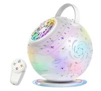 Rainbow Galaxy Automatic Bubble Machine | ABS Material, 6.1in X 6.1in X 6.7in, 360° Rotating | 7 Color LED Light Show, Large Capacity, Rechargeable | Kids Party Outdoor Wedding Toy