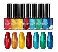 Rainbow Gel Polish, 7-Piece Colorful Gel-Polish, Glossy Manicure Glue, Lightweight Beauty Supply for Styling, Lining, Wedding, Holiday, Daily Travel, and Salon Enthusiasts