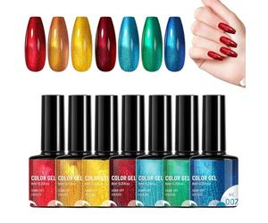 Rainbow Gel Polish, Colorful Nail Set, Glossy Long-Lasting Finish, Precision Detailing Brush, Perfect for Home Use Professional Salon Styling Holiday Wedding or Travel Enthusiasts, 7 Pieces