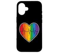 Rainbow Heart Pulse Beat Life Love Queer Community Unity Coque pour iPhone 16