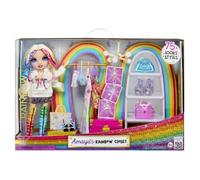 RAINBOW HIGH Coffret Amaya's Rainbow Closet - avec Poupée Rainbow Exclusive, Tenue, Chaussures, Sacs À Main, Cintres, Porte-vêtements, Étagères, Cadeau Amusant dès 4 Ans
