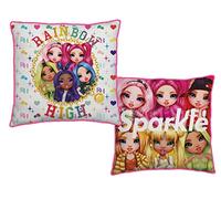 Rainbow High Coussin carré sous Licence Officielle | Character World Sparkle Dolls Design Oreiller rembourré réversible Double Face | Parfait pour la décoration de la Chambre à Coucher