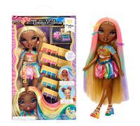 MGA Entertainment Poupée Meline - Craie à cheveux lavable 28 cm Or & Arc-en-ciel