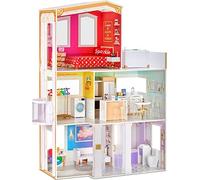 Rainbow High - Maison de poupée de 3 étages (Hauteur : 120 cm, Largeur : 90 cm), Entièrement meublée avec Baignoire Fonctionnelle, Douche, évier, Ascenseur & + 50 Accessoires, 6 à 12 Ans