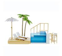 RAINBOW HIGH Pacific Coast Colour Change Ensemble Piscine & Club de Plage - avec lumières LED, terrasse & Palmiers - pour poupées Mannequin, Contient des chaises, Boissons & + - À Offrir, 6 Ans +