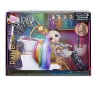 RAINBOW HIGH Salon de Coiffure - Mousse à Cheveux Arc-en-Ciel à Faire, Lavable, pour Enfants & poupées - Bac à shampoing - Âge : 4 Ans et + - Contient : Poudre, Accessoires et + - Poupée Non fournie