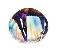 Rainbow Horse Magic Bonnet de douche imperméable réutilisable pour femme - Couvre-cheveux élastique pour bain, spa, voyage et utilisation quotidienne