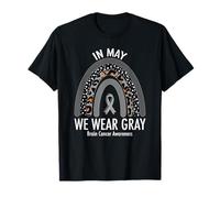 Rainbow in May We Wear Gray Brain Cancer Awareness Month T-Shirt