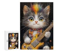 Rainbow Kitty Guitarist Puzzle 1000 Pièces Educa Jouet en Bois Cadeau Unique Décoration Intérieure Jeu Éducatif Challenge Toy Adultes Et Enfants À Partir De 14 Ans 300 PCS