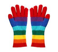 Rainbow Knit Gloves - Touchscreen Mittens for Winter Wear | Polyester with Stretch Fabric, 25cm Length, 111g Weight, Multicolored Full Finger Design, Perfect for Skiing Hunting Outdoor Adventure
