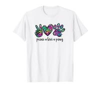 Rainbow Leopard Print Decor for Dog Mom Pink Peace Love Paws T-Shirt