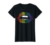 Rainbow Leopard Print Lips Gay Pride LGBT Flag Kiss Gift T-Shirt