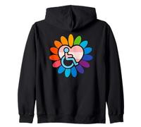 Rainbow LGBTQ Pride Disabled Wheelchair Heart Flower Petals Sweat à Capuche