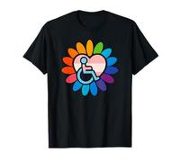 Rainbow LGBTQ Pride Disabled Wheelchair Heart Flower Petals T-Shirt