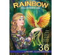 Rainbow. Line Art Coloring Book: Coloring Book for Adults