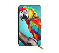 Rainbow Lines Portefeuilles en cuir pour homme et femme Grand portefeuille avec 12 emplacements pour cartes, portefeuille passeport, Perroquets sur l'arbre, One Size