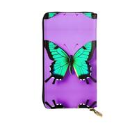 Rainbow Lines Portefeuilles en cuir pour homme et femme Grand portefeuille avec 12 emplacements pour cartes, portefeuille passeport, Imprimé papillon violet, One Size