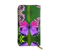 Rainbow Lines Portefeuilles en cuir pour homme et femme Grand portefeuille avec 12 emplacements pour cartes, portefeuille passeport, Papillon mignon violet, One Size